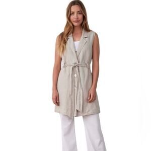 Bella Dahl Linen Sleeveless Belted Blazer NWTs Tan size small